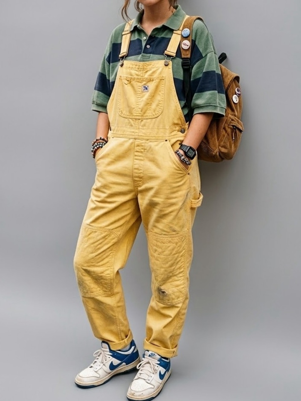 Guess Overalls Womens 2 Yellow Vintage 90s Georges Marciano Double Knee Workwear